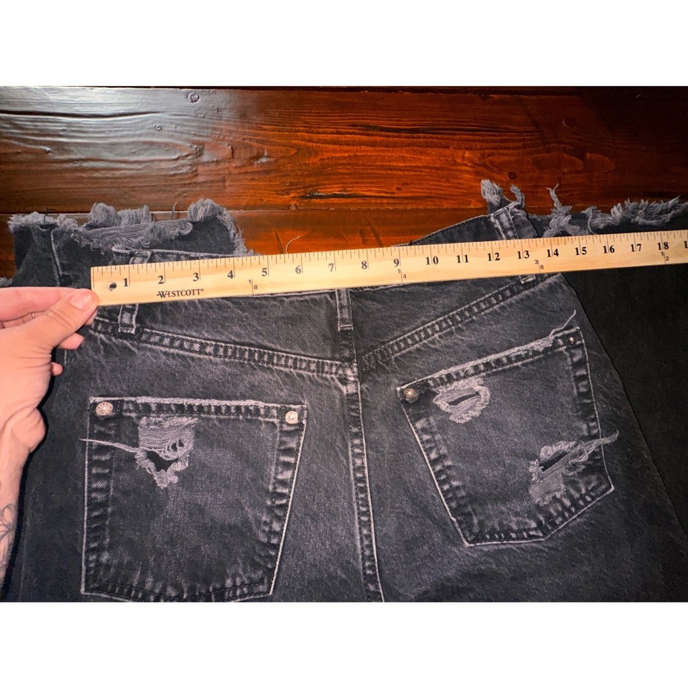 Free People We The Free Twenty-Seven Distressed Straight Leg Jeans Black Size 27 - Picture 3 of 10